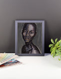 baserbillion art london grey silver black girl short hair great expression baserbillion art