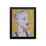 baserbillion art low cut skin head black girl pink lips lipstick mustard black vest